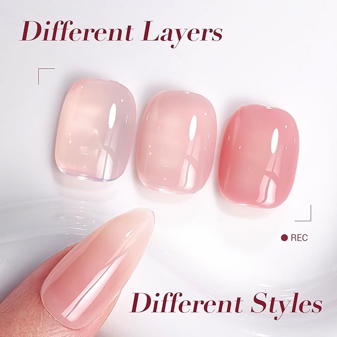 AZUREBEAUTY Dip Powder Set 6 Pcs Jelly Blush Gradient , Natural Dipping Powder French Nail Art Starter Manicure Salon DIY at Home