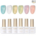 GAOY Jelly Green Spring Summer Gel Nail Polish Set, 6 Transparent Colors Sheer White Blue, Soak Off UV Light Cure Gel Polish Kit for Nail Art DIY at Home