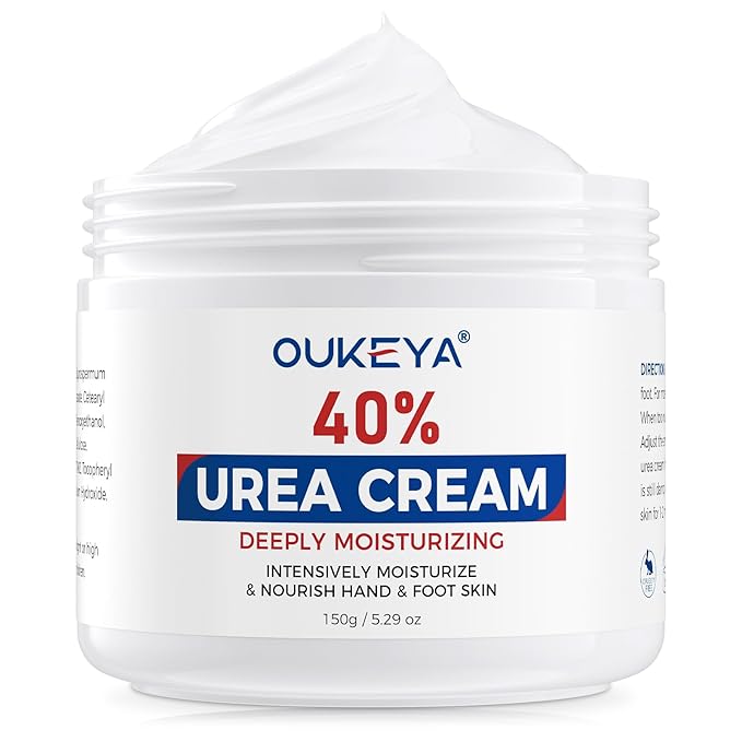 OUKEYA Urea Cream 40 Percent for Feet, Maximum Strength Moisturizer, Intensive Hydrating Foot Cream for Dry Cracked Skin, Softens Rough Heels, Knees & Elbows, 5.29 oz