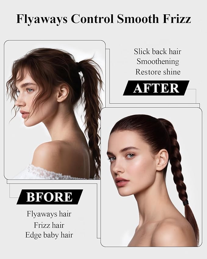 Peach Wood Boar Bristle Slick Back Hair Brush & Rat Tail Comb Set - Controls Frizz, Smooths Flyaways, Restores Shine - Creates Sleek Ponytails, Buns & Edge Control, Teasing for Women & Kids