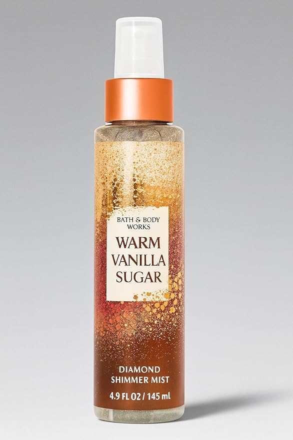 Bath & Body Works Warm Vanilla Sugar Diamond Shimmer Mist, 4.9 fl oz / 145 mL – Vanilla Blossom, Sparkling Sugar, and Soft Sandalwood