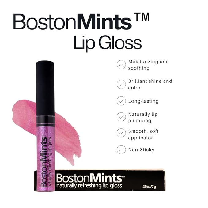 Back Bay Berry Lip Gloss (.25oz) Vegan, Gluten-Free, Cruelty-Free Formula With Aloe, Vitamins C & E, Spearmint Extract and a Sheer Shine Finish for Soft, Fuller-Looking, Hydrated Lips