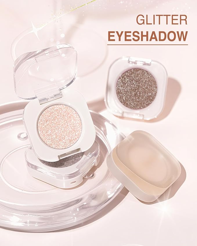 Glitter Eyeshadow Single, Ultra-Fine Sparkling Diamond Shimmer, Long-Lasting Sheer Eye Makeup, Crease-Proof & Buildable Eye Shadow Topper (12# Galaxy Sliver Shimmer)