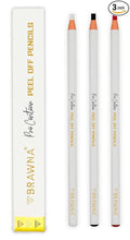 BRAWNA 3 Pcs Pro Contour Peel-Off Pencils - White, Black & Red - Wax Mapping Pencils for PMU, Microblading & Brow Artists - Precision Pre-Draw, Symmetry Mapping & Design Outlining - Long-Lasting
