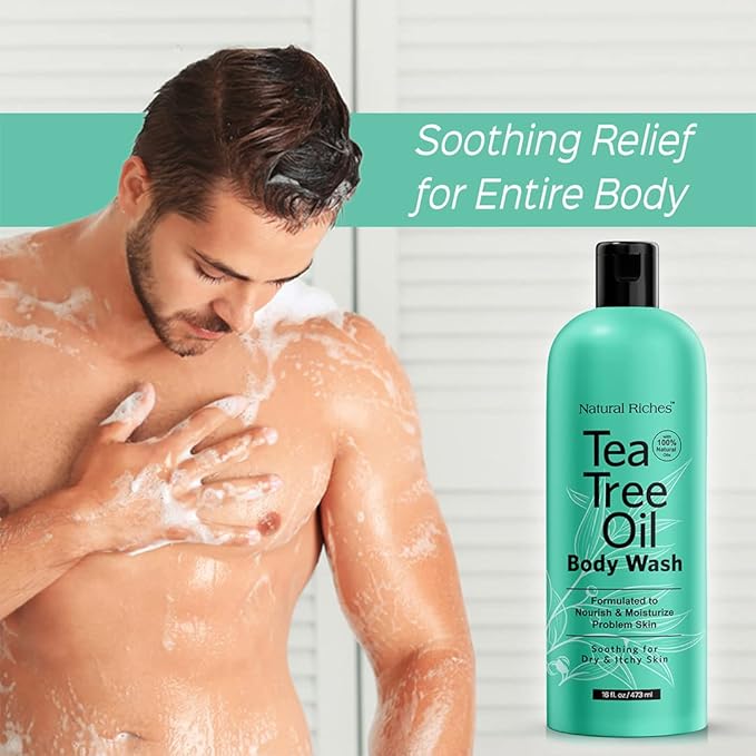 Natural Riches Tea Tree Body Wash for Men & Women,16 fl oz – Full Body Cleanser with Natural Oils, Deodorizing & Soothing Formula for All Skin Types
