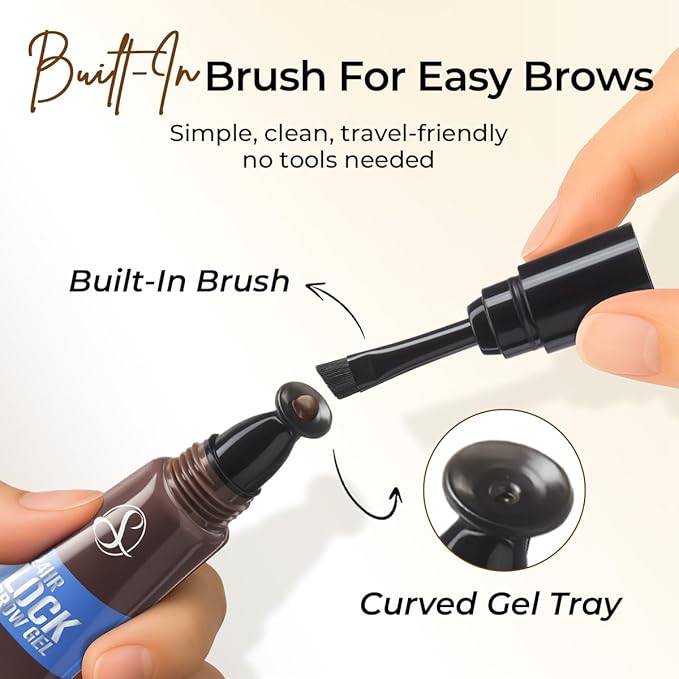 SACE LADY 24H Lock Eyebrow Gel, Waterproof Brow Gel Brown with Built-in Brush, Long-Lasting Natural Pigmented Eye Makeup for Women (03 Black Brown)