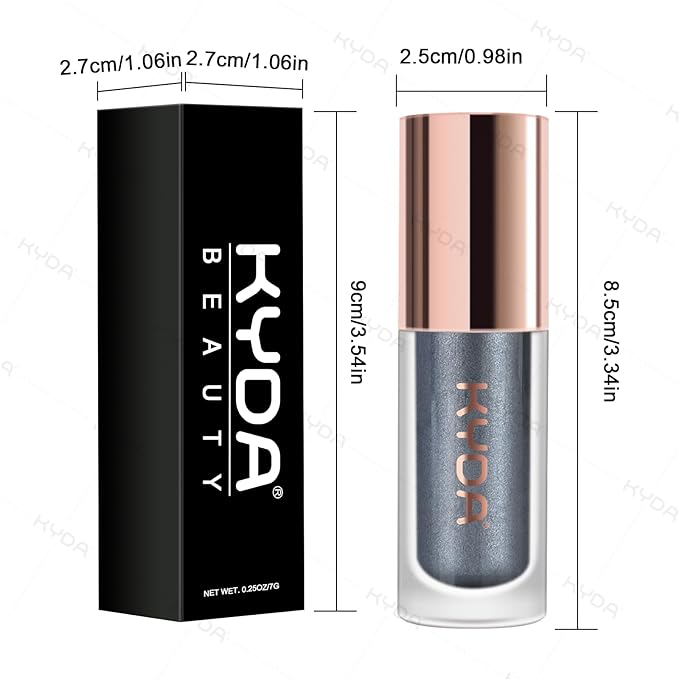 KYDA Liquid Glitter Eyeshadow, Silver Grey Metallic Glittery Eyeshadow, Soft Lightweight Creamy Formula, One-Swipe Coverage, Long-wearing Crease-Resistant Eyes Glitter Makeup, 0.25oz