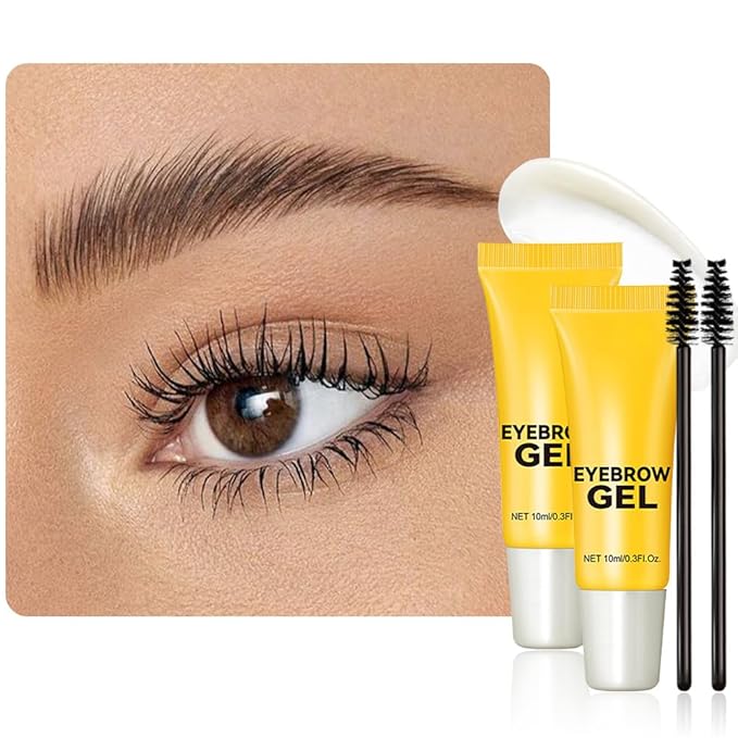 BINGBRUSH 2Pcs-Transparent Eyebrow Lamination Gel Clear Mascara, Shaping Makeup Gel,Waterproof, Transfer-proof, Brush to Fill in Eyebrows and Cover Gray Hairs - Cruelty Free
