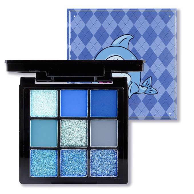 WanTuoluo 9 Colors Blue Smoky Matte Shimmer Eyeshadow Palette with Mirror for Eye Makeup,High Pigmented Eye Shadow Primers Powder Palet de sombras de ojos
