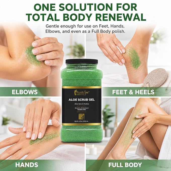 FOOT SPA Exfoliating Scrub Gel - Multi-Purpose Skin Resurfacing Treatment that Buffs & Dissolves for Professional-Grade, Non-Irritating Results and Visibly Radiant Skin & Lasting Smoothness, 128 Oz