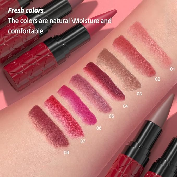 evpct Mauve Gradient Matte Lipstick Lip Liner Combo Set for Older Women Long Lasting Waterproof, Mauve Lips Stick Crayon Pencil Cream Lip Liner and Lipstick Combo Makeup, Flawless Ombre Effect
