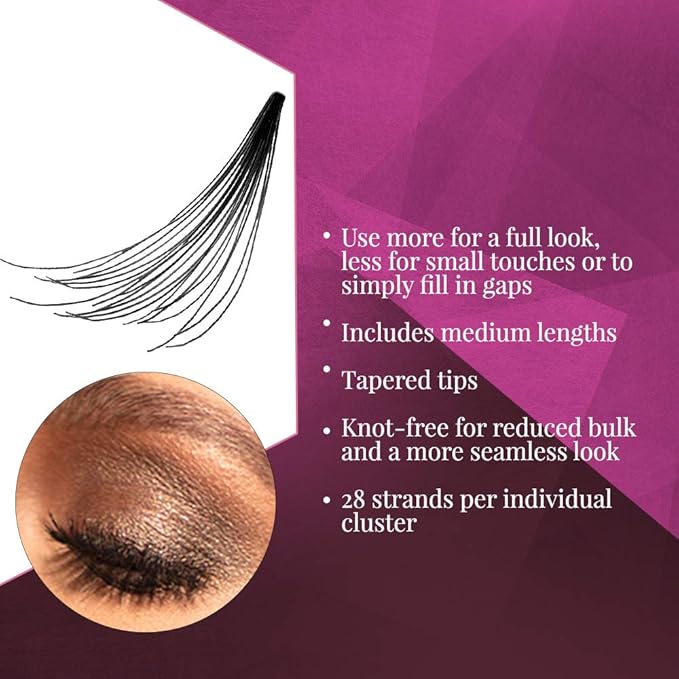Ardell Individual Lashes Double Up - Medium Black, DIY, Cluster Eyelash Extensions, Knot-Free Eyelash Clusters, Lash Extension, 4 Pack