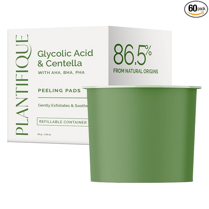 PLANTIFIQUE Only Refill Korean Glycolic Acid Toner Pads 60 Pcs with Niacinamide, CICA - AHA, BHA, PHA Daily Face Exfoliating Pads for Gentle Skin Renewal, Toner for Cleansing All Skin Types