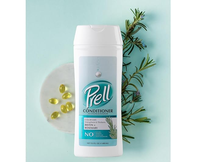 Prell Biotin & Rosemary Shampoo + Conditioner Set – Strengthens, Thickens & Revives Fine or Damaged Hair | Color-Safe Formula | 13.5 fl oz