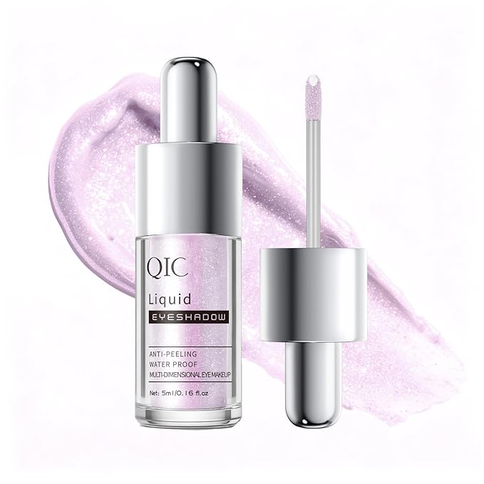 QIC Liquid Glitter Eyeshadow, Metallic & Shimmer Finish, Long Lasting, Non-Creasing, Smudge-proof, Lightweight Formula Liquid Eyeshadow for All Skin Tones, Buildable Color (09 Cherry Blossoms)
