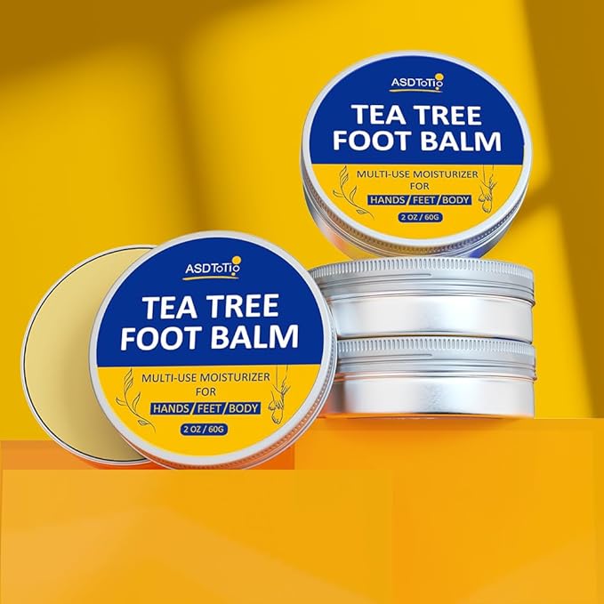 ASDToTio Tea Tree Foot Balm with Eucalyptus Oil for Cracked Heels, Extra Strength Moisturizer, 2 Fl Oz