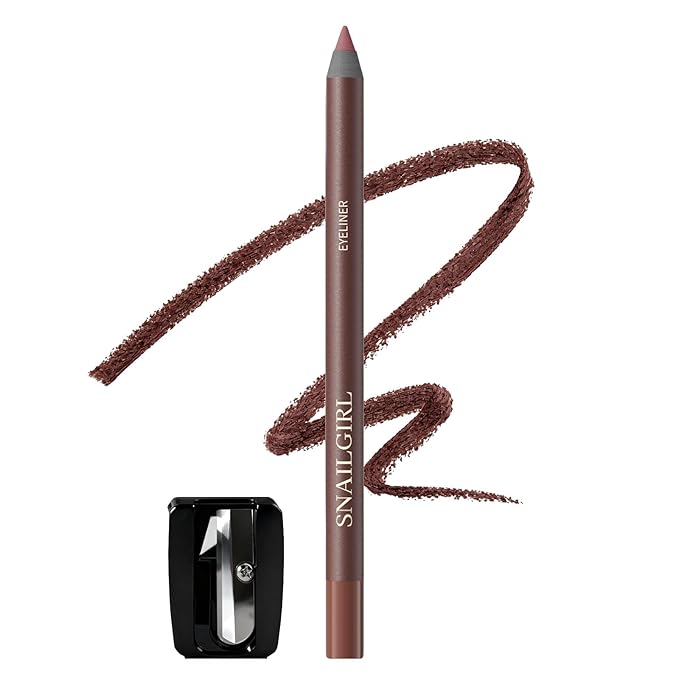 Plum Gel Eyeliner Pencil for Mature Eyes, Smooth Glide, No Tugging or Pulling for Soft & Natural Look, Waterproof Smudge-Proof Long-Lasting with Sharpener