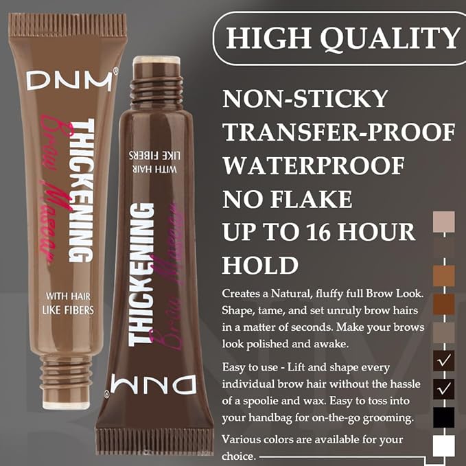 Tinted Thickening Brow Mascara,Brow Glue Eyebrow Gel,Waterproof, Transfer-proof, Brush to Fill in Eyebrows and Cover Gray Hairs - Cruelty Free (2pcs 06 Brunette &07 Espresso)