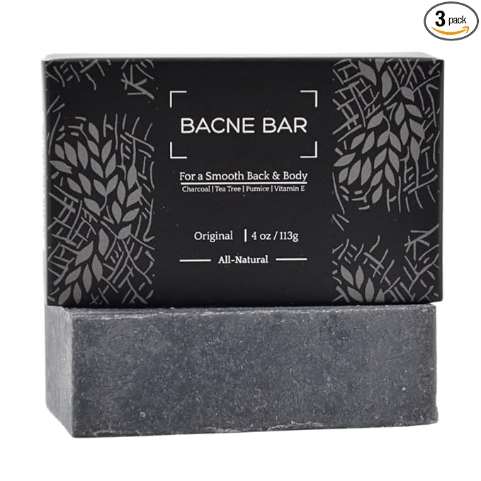 All Natural Body Acne Soap with Charcoal, Pumice, Tea Tree Oil & Vitamin E for a Deep Exfoliation Back Acne Treatment, Not for Sensitive Skin
