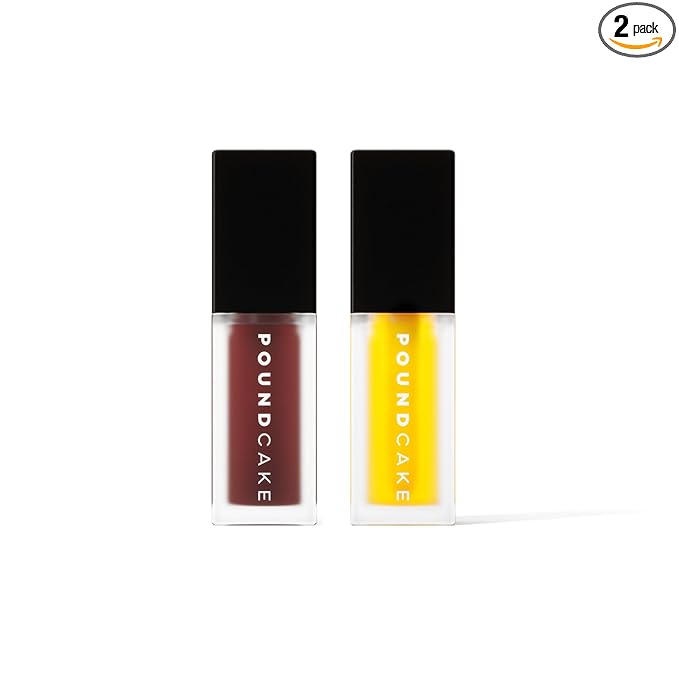 POUND CAKE Cake Theory Lip Tone Equalizing Oil Duo | Hydrating and High-Shine Blurring Lip Oils in Browning (Purple Brown Tint) & Melted Butter (Yellow Tint) | Clean, Vegan, and Moisturizing Formula