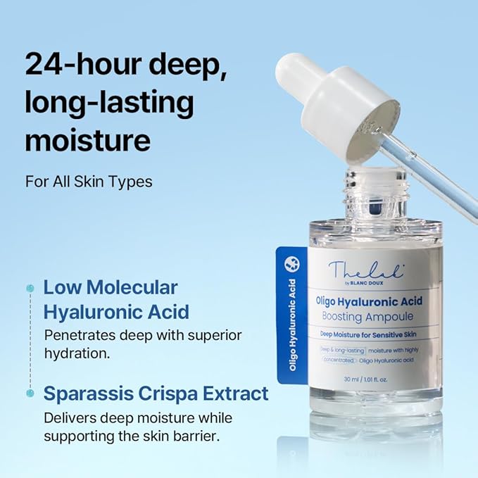 THE LAB by BLANC DOUX Oligo Hyaluronic Acid Boosting Ampoule- Hydrating and Firming Facial Serums, Anti-Aging Moisturizer with Deep Hydration, Suitable for All Skin Types, 30ml /1.01 fl.oz