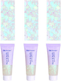Face Body Glitter, Hair Glitter Sparkles Chunky Face Glitter Gel for Girls Makeup Singer Concerts Mermaid Festival Sequins Face Paint (3pc White)