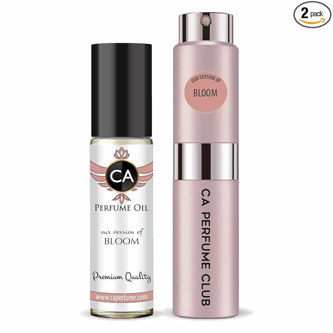 CA Perfume Duo Impression of Bloom For Women Perfume Layering Set Long Lasting Travel Size EDP + Body Oil Roll-On Bottle 0.27 Fl Oz+0.33 Fl Oz