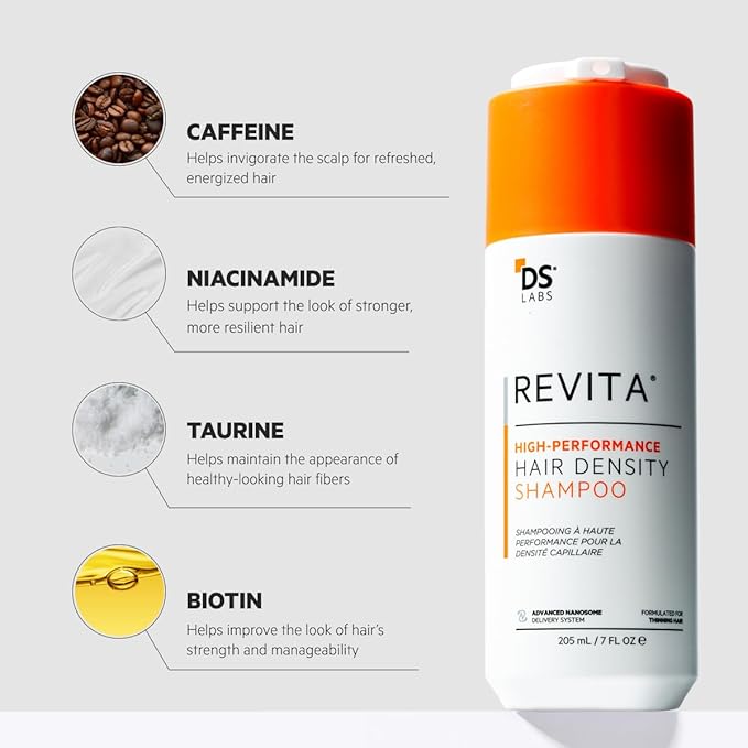 DS Labs For Men & Women Revita Shampoo - Scalp Refreshing Cleanse for Fuller Looking, Volumizing, Lightweight Hydration, Sulfate & Silicone Free, Color Safe, 205 mL, (2 Pack)
