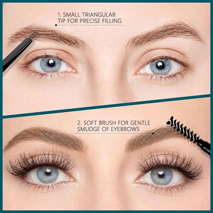 FeiCuiYun 5 Pcs Eyebrow Pencils for Women, Waterproof Professional Makeup Micro Brow Pencil, Dark Coffee Brow Kit with Eyebrow Brush, Ultra-Fine Mechanical Pencil, Vegan&Cruelty-Free (C05#Dark Coffee)