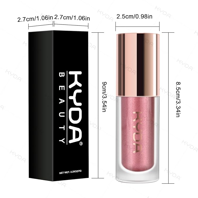 KYDA Liquid Glitter Eyeshadow, High Pigment Rose Gold Metallic Glittery Eyeshadow, Soft Lightweight Creamy Formula, One-Swipe Coverage, Long-wearing Crease-Resistant Eyes Glitter Makeup, 0.25oz