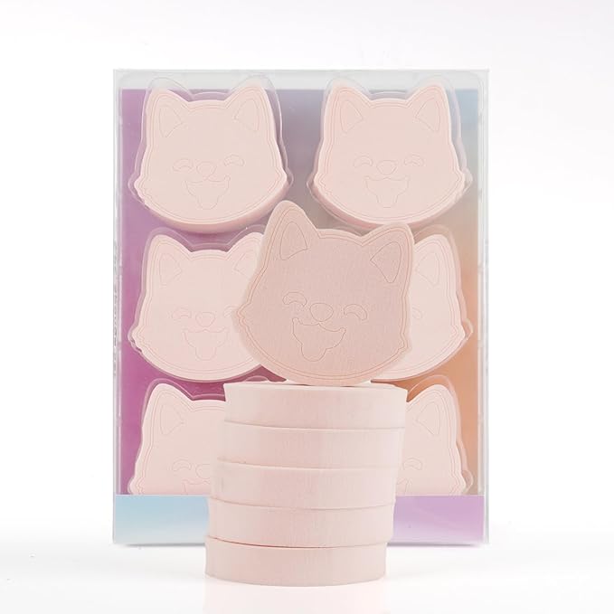 6-Pack Pink Makeup Sponge Set, Cosmetic Powder Puff-Adorable Non-Latex Beauty Blending Sponges for Foundation, Liquid, Cream, Reusable & Easy to Clean