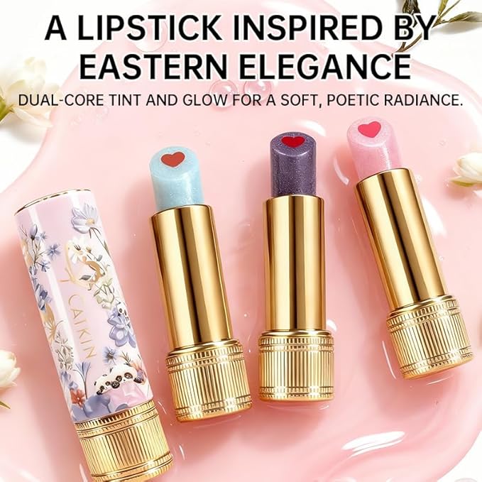 Tinted Lip Balm with Colorful Serum Core, CATKIN Cute 2-in-1 Lip Balm Gloss, Moisturizing with Jojoba Oil Hyaluronic acid, Citrus Tea Flavor, Trendy Lip Care 2pcs (01+02)