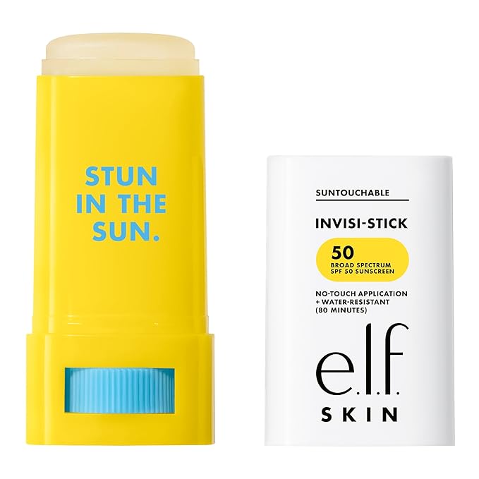 e.l.f. SKIN Suntouchable Invisi-Stick Face Sunscreen SPF 50, Clear, Lightweight with Sunflower Seed Oil, Vegan & Cruelty-Free