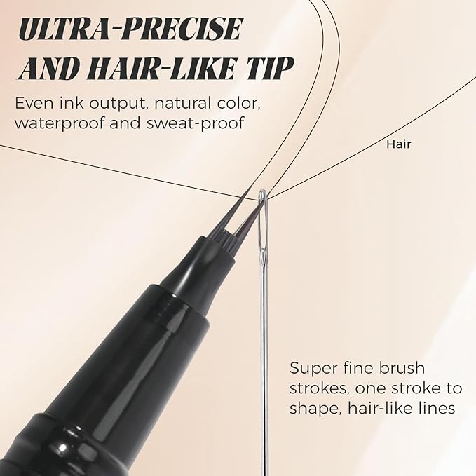 2PCS Microblading Eyebrow Pencils for Women with Eyebrow Brush, Waterproof & Lasts all Day & Highly Pigmented, 2-Fork Tip Precisely and Easily Create Natural Eye-brow Color Faux Brow (Gray Brown)