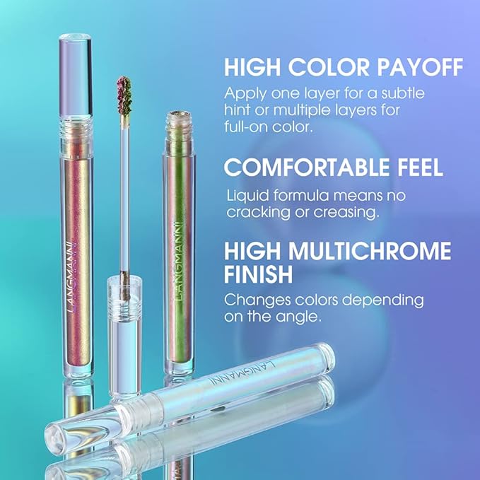 Metallic Liquid Chameleon Eyeshadow, Multi-Dimensional Eye Looks, Long-lasting Holographic Glitter Multichrome Eyeshadows Makeup (#Wonder+#GX006)