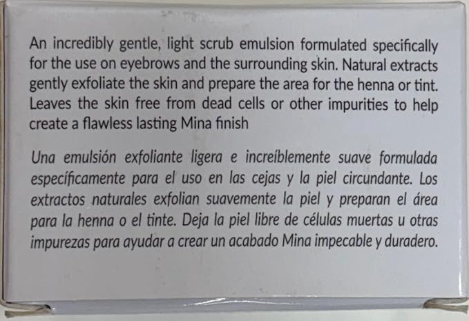 MINA Brow Scrub | For Long-Lasting Henna Or Tint | Natural Extracts Gently Exfoliate The Skin | Prepare The Area For Henna Or Tint 50ml | Organic Brow Scrubber for Tinting Process