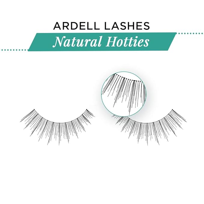 Ardell Natural False Eyelashes Hotties - Black, Lightweight, Comfortable Strip Lashes, Reusable, 4 Pack