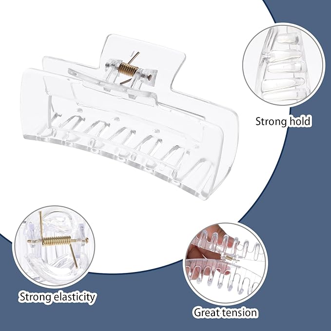 3 Pcs Clear Hair Clips For Women, Non-Slip Claw Clips, Transparent Large Claw Clips For Thick Hair Curly Hairstyle, Suitable For All Kinds Of Hairstyle Decoration