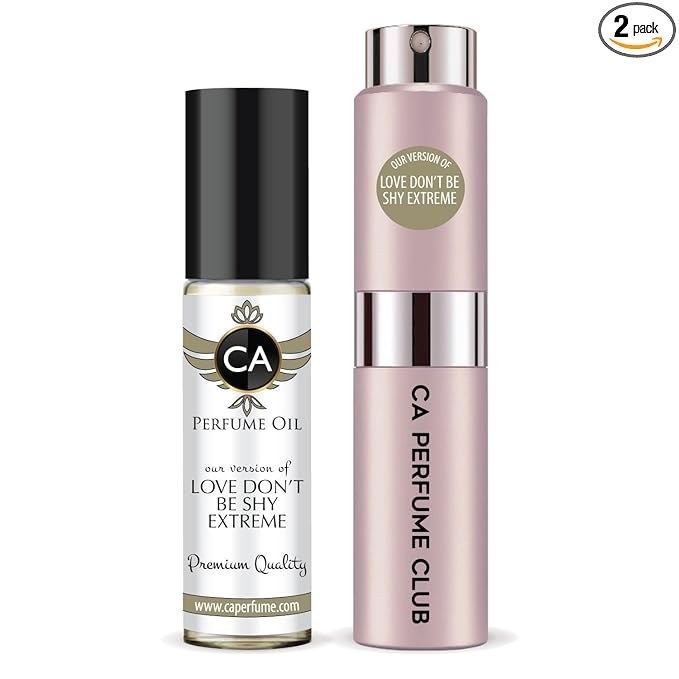 CA Perfume Duo Impression of Love Don’t Be Shy Extreme For Women Perfume Layering Set Long Lasting Travel Size EDP + Body Oil Roll-On Bottle 0.27 Fl Oz+0.33 Fl Oz
