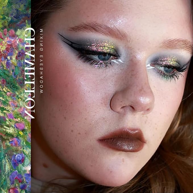 DE'LANCI Multichrome Holographic Eyeshadow Single, Iridescent Dreamland Impression Shimmer Glitter Eyeshadow, Vibrant Chrome Glitter Eye Shadow, Easy to Wear Gorgeous Chameleon Eye Shadow, 09