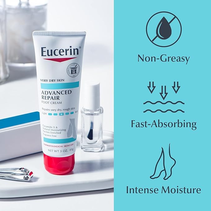 Eucerin Advanced Repair Light Feel Foot Creme, 3 oz (Pack of 5)