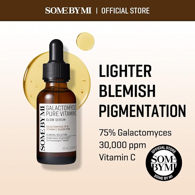 SOME BY MI Galactomyces Pure Vitamin C Glow Serum - 1.01Oz, 30ml - Korean Vitamin C Face Serum for Glow Glass Skin - Dark Spot Correcting Ampule with Brightening and Elasticity Care - Korean Skin Care