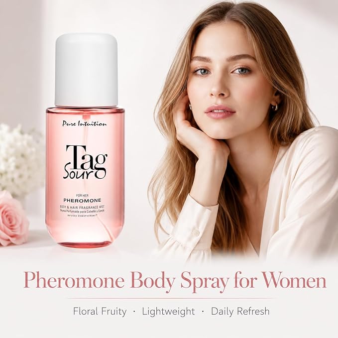 Pheromone Body Spray for Women, Sour Tag Hair & Body Fragrance Mist for Her, Floral Fruity Hair Pheromone Spray with Osmopherone, Lightweight Daily Refresh Mist, 5.9 fl oz / 175 mL