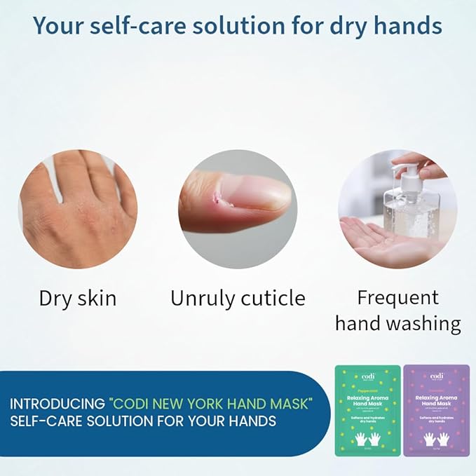 Relaxing Aroma Hand Mask, Home Spa Moisturizing Hand Gloves, 6 Pairs, For Dry Rough Hands, Hydrating Hand Treatment, Made in Korea (Peppermint)