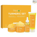 Healov Turmeric Skincare Set - Turmeric Skin Care Products Brightening & Acne - Turmeric Skin Care Kit, Turmeric Skin Care Set - Turmeric Cleanser, Body Scrub, Face Cream & Facial Serum