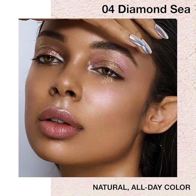 Single Cream Eyeshadow,Diamond White Shimmer Eye shadow Pallette,Long Lasting Glitter Eyeshadow,Soft Shimmer Eye Makeup,Vegan & Cruelty-Free Mini Eye shadow for Brown Blue Green Eyes. 04#