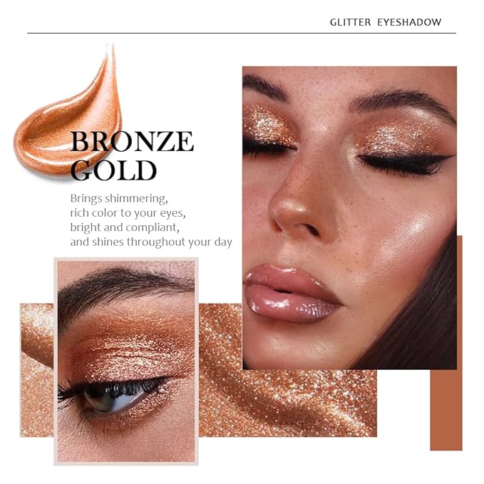 6 Colors Liquid Glitter Eyeliner,Glitter Eyeshadow ,Waterproof Long Lasting Makeup Kits (A)