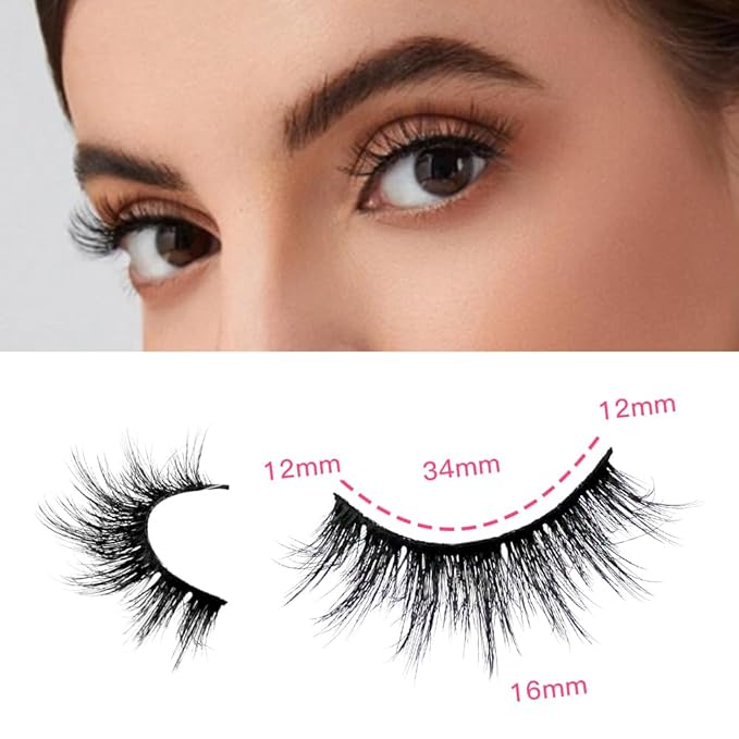 Azenlo False Eyelashes 48 Pairs Faux Mink Lashes 12-16mm Wispy Lashes 3D Fluffy Cat Eye Lashes Pack Bulk Wholesale Strip Lashes(style 48-035)