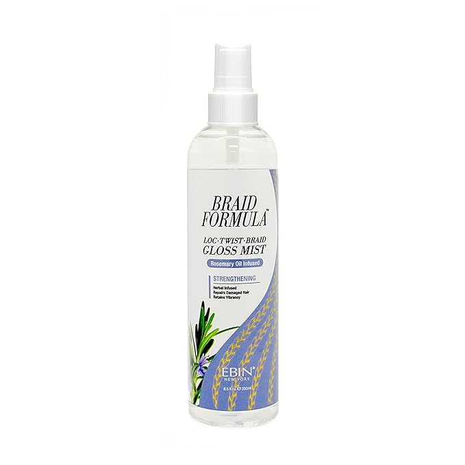 EBIN NEW YORK Braid Formula Loc Twist Braid Gloss Mist - Rosemary Oil Infused, Strengthening, Hydrating, Moisturizing, Scalp Hair mist, Itch relief, refresh, cooling, Scalp treatment, shine spray