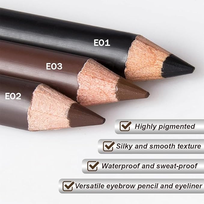 6Pcs Brown Eyebrow Pencils for Women, Wooden Hard-Core Eyebrow and Eyeliner Pencil, Long Lasting Waterproof and Sweat-Proof, Beginner Makeup Brow Pencil With Pencil Sharpener (Brown, 6Pcs)